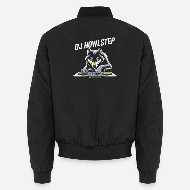 DJ Howlstep Wolf Am Pult EDM Rave Vibes Unisex Bomberjacke