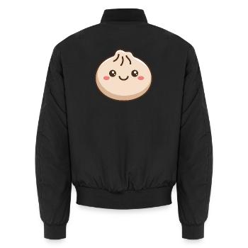 Adorable Dumpling Kawaii Food - Unisex Bomber Jacket - black - Back - AI Model Male 185 light (185cm)