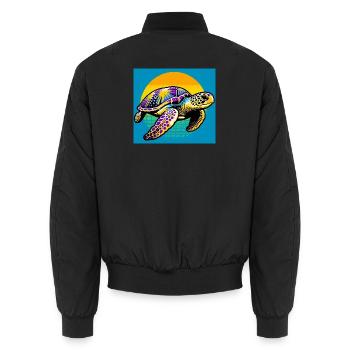 turtle - Unisex Bomber Jacket - black - Back - AI Model Male 185 light (185cm)