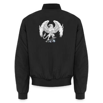 Mythischer Greif auf dem Kristallfelsen - Unisex Bomberjacke - Schwarz - Hinten - AI Model Male 185 light (185cm)