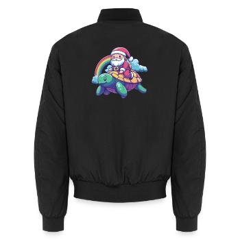 Turtle Santa Claus Christmas - Unisex Bomber Jacket - black - Back - AI Model Male 185 light (185cm)