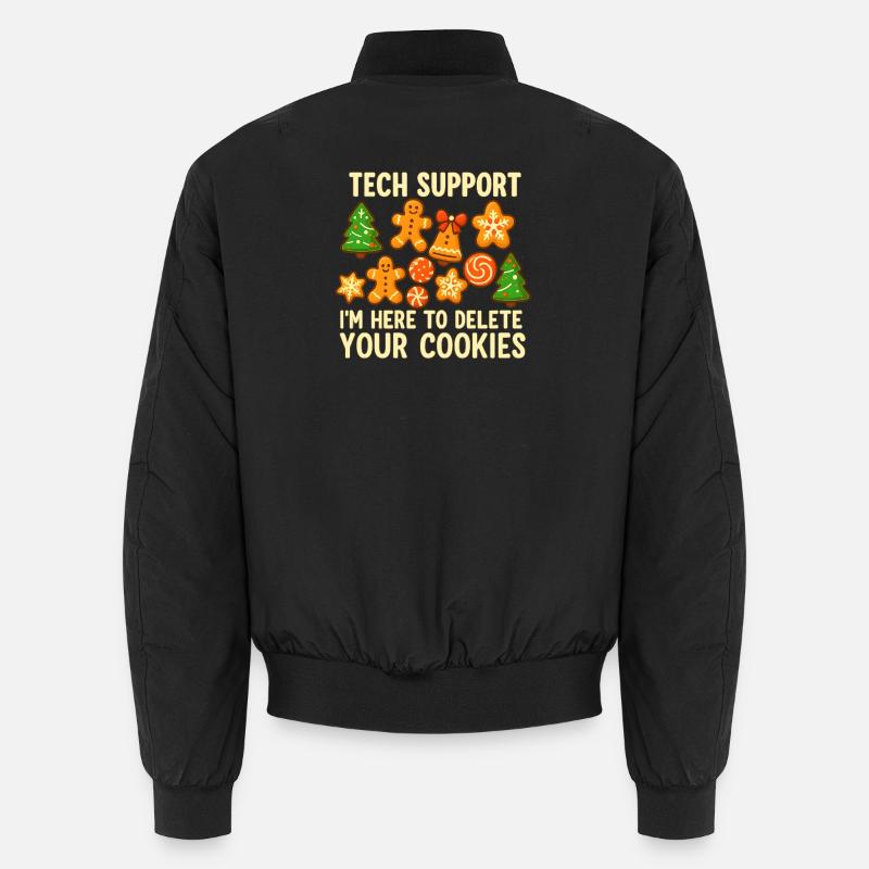 Tech Support Cookie Christmas Meme - Unisex Bomber Jacket - black