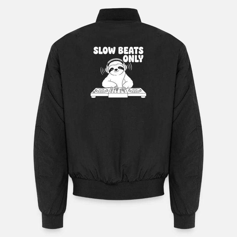 Slow Beats Sloth DJ - Unisex Bomber Jacket - black