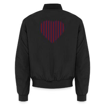 Rot-Blaues Herz - Unisex Bomberjacke - Schwarz - Hinten - AI Model Male 185 light (185cm)