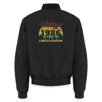 1986 Vintage Retro Geburtstagsgeschenk - Unisex Bomberjacke - Schwarz - Hinten - AI Model Male 185 light (185cm)
