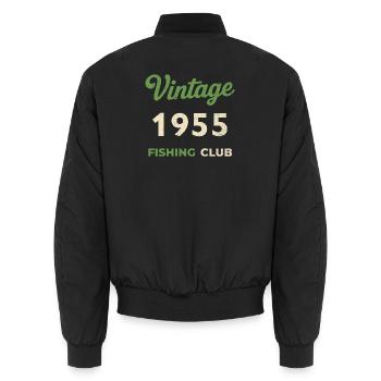 Vintage 1955 – Année de naissance rétro du club de pêche - Bomber unisexe - noir - Dos - AI Model Male 185 light (185cm)