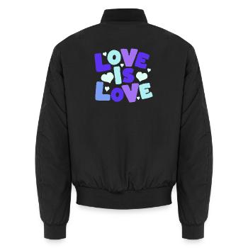 Love is Love Pastel Hearts - Unisex Bomber Jacket - black - Back - AI Model Male 185 light (185cm)