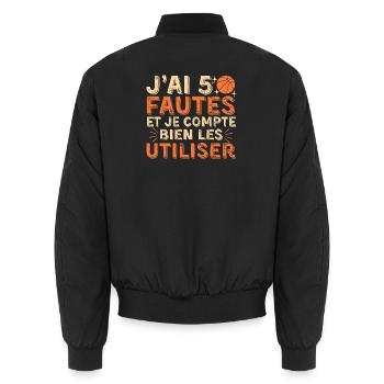 I have five fouls humor basketball - Unisex Bomber Jacket - black - Back - AI Model Male 185 light (185cm)