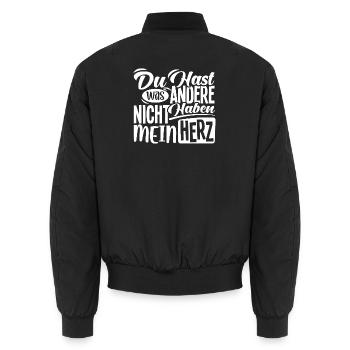Tu as ce que les autres n’ont pas, mon cœur - Bomber unisexe - noir - Dos - AI Model Male 185 light (185cm)