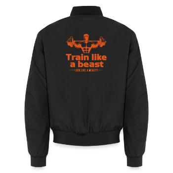 Train like a beast - look like a beauty - Unisex Bomber Jacket - black - Back - AI Model Male 185 light (185cm)