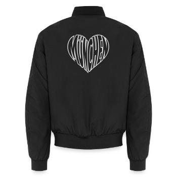 München Herz Schriftzug - Unisex Bomberjacke - Schwarz - Hinten - AI Model Male 185 light (185cm)