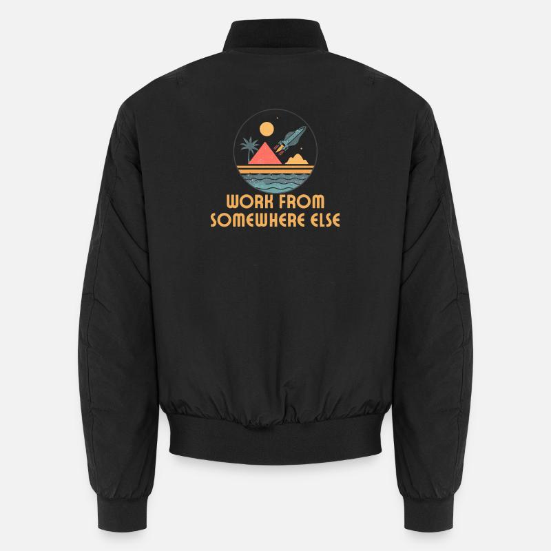 Working from anywhere – retro journey - Unisex Bomber Jacket - black