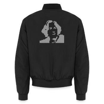 Pixel Oscar Wilde portrait Halftone - Unisex Bomber Jacket - black - Back - AI Model Male 185 light (185cm)