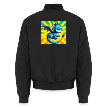 dragon - Unisex Bomber Jacket - black - Back - AI Model Male 185 light (185cm)