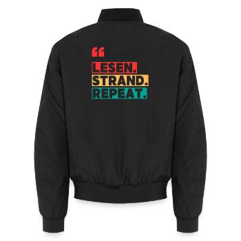 Lesen Strand Repeat - Unisex Bomberjacke - Schwarz - Hinten - AI Model Male 185 light (185cm)