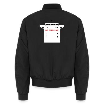 NO SMOKING - No Smoking Explosion Ship Safety - Unisex Bomber Jacket - black - Back - AI Model Male 185 light (185cm)