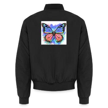 Schmetterling - Unisex Bomberjacke - Schwarz - Hinten - AI Model Male 185 light (185cm)