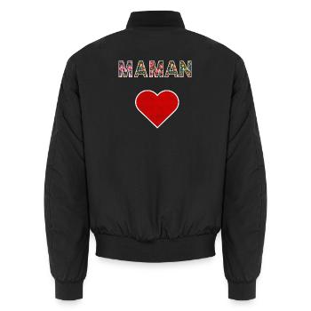 Maman Fleurie Cœur Cadeau Fête des Mères - Bomber unisexe - noir - Dos - AI Model Male 185 light (185cm)