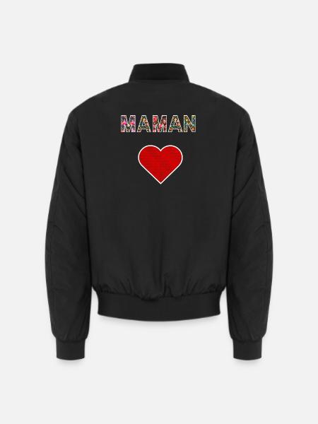Floral Mom Heart Mother's Day Gift - Unisex Bomber Jacket - black