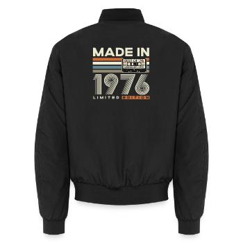 1976 Jahrgang 50.Geburtstag Vintage Geschenk Retro - Unisex Bomberjacke - Schwarz - Hinten - AI Model Male 185 light (185cm)