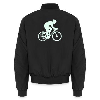 Cyclist Silhouette Mint - Unisex Bomber Jacket - black - Back - AI Model Male 185 light (185cm)
