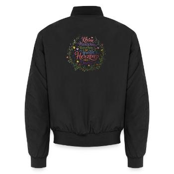 Kleine Menschen brauchen so grosse Herzen... - Unisex Bomberjacke - Schwarz - Hinten - AI Model Male 185 light (185cm)