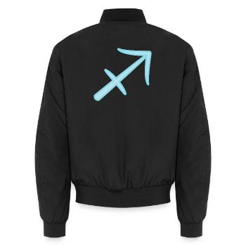 Schütze Tierkreiszeichen Pastel Blau - Unisex Bomberjacke - Schwarz - Hinten - AI Model Male 185 light (185cm)