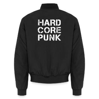 Hardcore Punk Distressed Typography - Unisex Bomber Jacket - black - Back - AI Model Male 185 light (185cm)