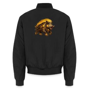 Gullinborsti – The Golden Boar of the Vikings - Unisex Bomber Jacket - black - Back - AI Model Male 185 light (185cm)