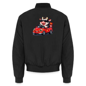 Vache dure en décapotable rouge - Bomber unisexe - noir - Dos - AI Model Male 185 light (185cm)