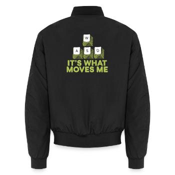 WASD Motivationsspruch - Unisex Bomberjacke - Schwarz - Hinten - AI Model Male 185 light (185cm)
