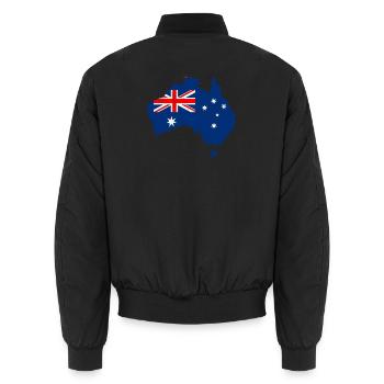 Flag Map of Australia - Unisex Bomber Jacket - black - Back - AI Model Male 185 light (185cm)