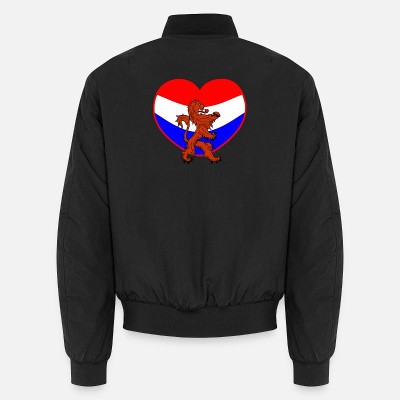 Holländischer Löwe mit Herz rot weiß blau Unisex Bomberjacke