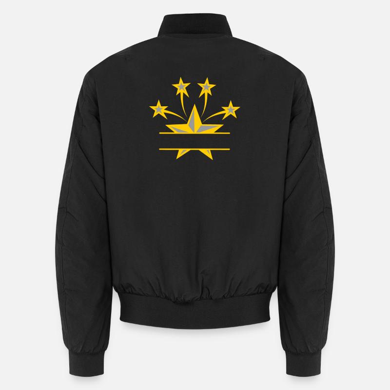 Star yellow gray with bar between them to own text Unisex Bomber Jacket