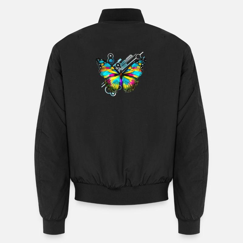 Abstract Rainbow Butterfly - Unisex Bomber Jacket - black