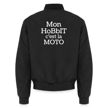 moto, motard, chopper - Bomber unisexe - noir - Dos - AI Model Male 185 light (185cm)