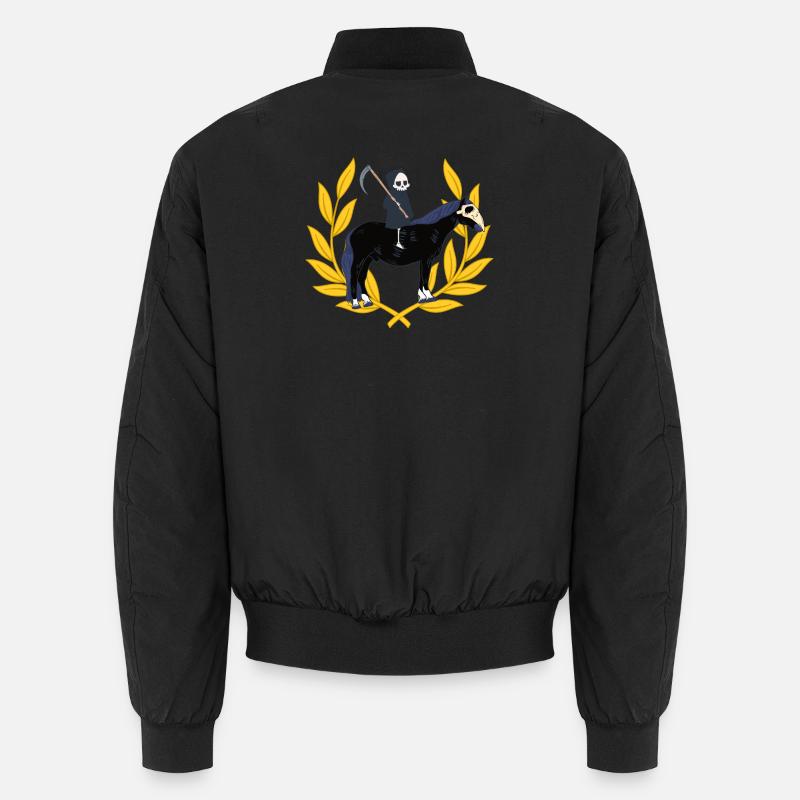 Reiter Tod Sensenmann Pferd Lorbeerkranz Halloween Unisex Bomberjacke