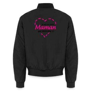 Je suis une future Maman qui déchiiire !! - Bomber unisexe - noir - Dos - AI Model Male 185 light (185cm)