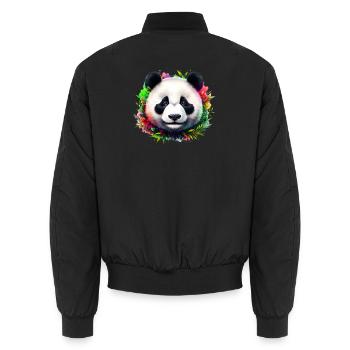 Panda - Unisex Bomber Jacket - black - Back - AI Model Male 185 light (185cm)