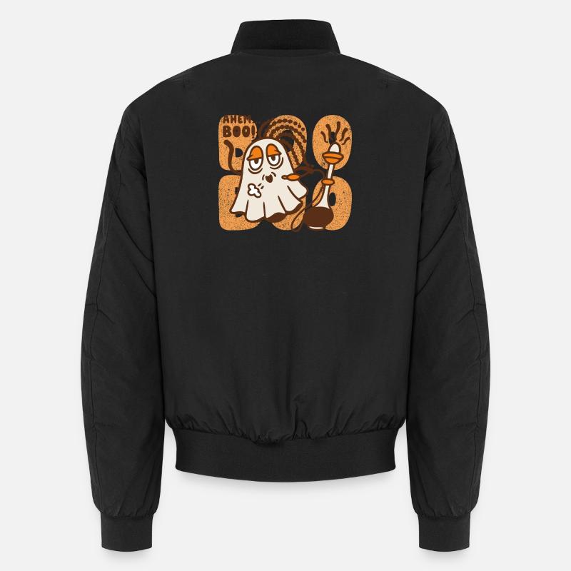 Chill Rasta Ghost avec narguilé – Ahem Boo Halloween Bomber unisexe