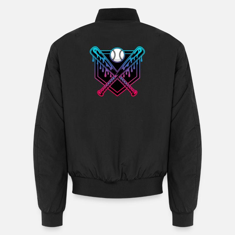 Neon Dripping Baseball Bats Crossed - Unisex Bomber Jacket - black