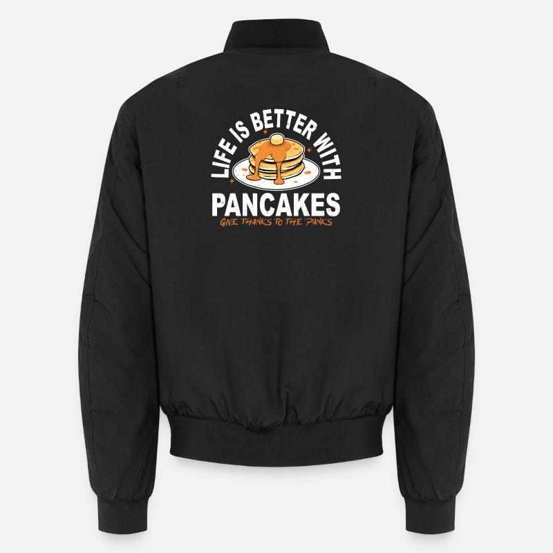 Better Life Pancakes - Unisex Bomber Jacket - black