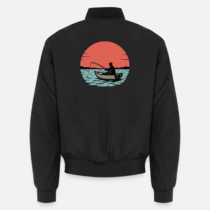 Sonnenuntergangsfischer im Boot Unisex Bomberjacke