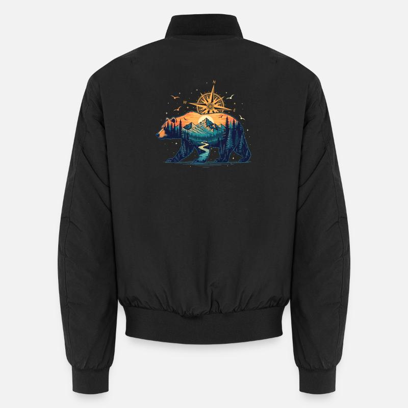 Bear Compass Nature Design Wilderness Explorer  Unisex Bomber Jacket