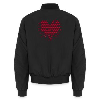Coeur géométrique en cubes rouges - Bomber unisexe - noir - Dos - AI Model Male 185 light (185cm)