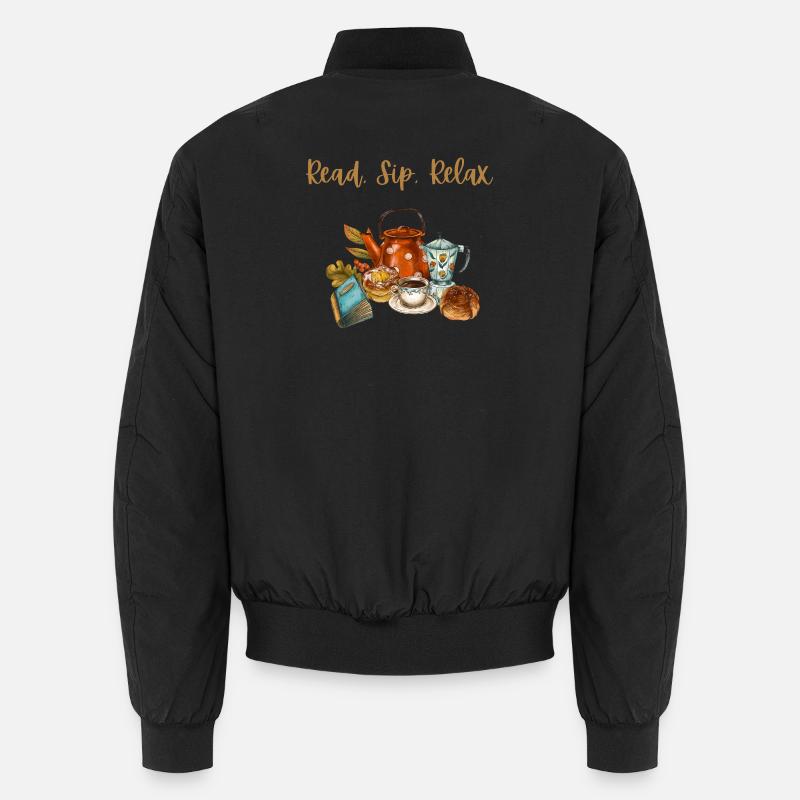 Cozy Autumn Vibe: Read, Sip, & Relax - Bomber unisexe - noir