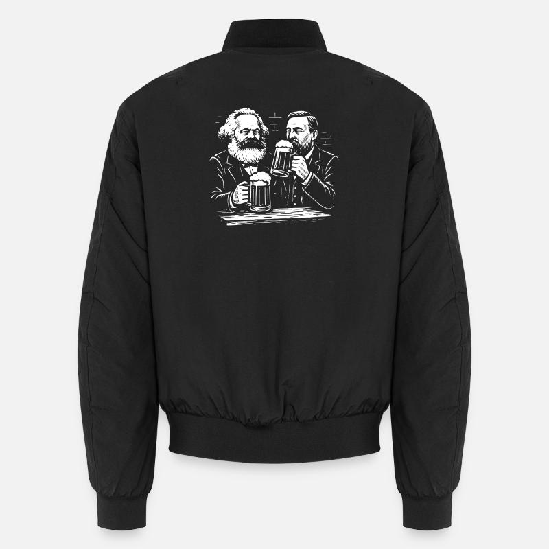 Marx and Engels drinking beer - Unisex Bomber Jacket - black