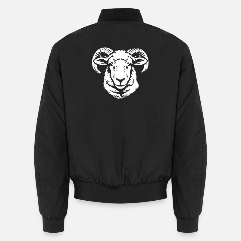 Widder Kopf Ram Schafbock Horn Vektor Unisex Bomberjacke