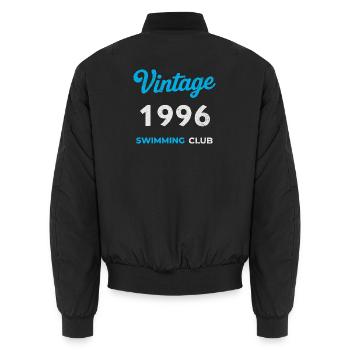 Vintage 1996 – Swimming Club Retro Geburtsjahr - Unisex Bomberjacke - Schwarz - Hinten - AI Model Male 185 light (185cm)
