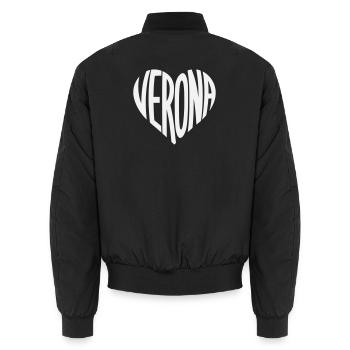 Verona Heart Typography - Unisex Bomber Jacket - black - Back - AI Model Male 185 light (185cm)